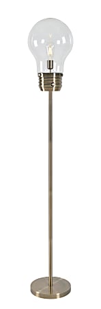 Kenroy Home Edison Floor Lamp, 71-1/2"H, Clear Shade/Antique Brass Base