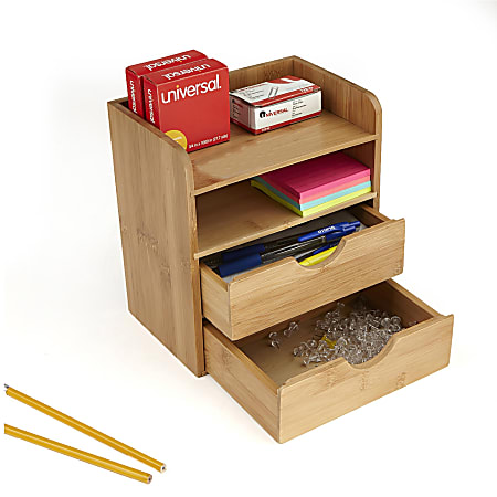 Bamboo Desk Organizer with Drawers