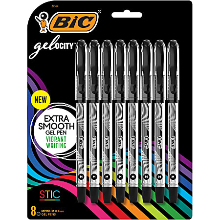 Gel Pen, Stick, Micro 0.38 mm, Assorted Ink Colors, Clear Barrel, 8/Pack | Bundle of 2 Sets