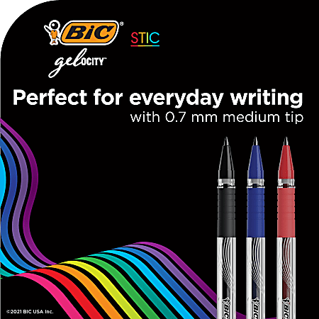  BIC Gel-ocity Original Black Gel Pens, Medium Point
