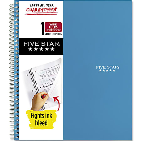 Five Star® Wire-Bound Notebook, 8" x 10-1/2", 1