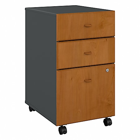 Bush Business Furniture Office Advantage 21"D Vertical 3-Drawer Mobile File Cabinet, Natural Cherry/Slate, Delivery