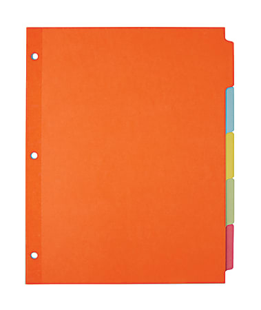 Office Depot® Brand Plain Dividers With Write-On Tabs, Multicolor, 5-Tab