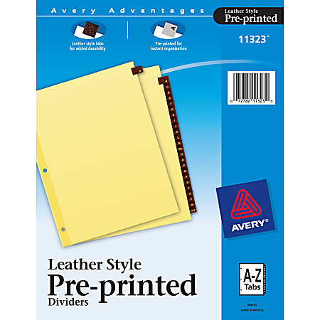 Avery® Red Leather Preprinted Tab Dividers, A-Z