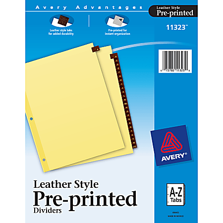 Avery® Red 30% Recycled Leather Preprinted Tab Dividers, A-Z