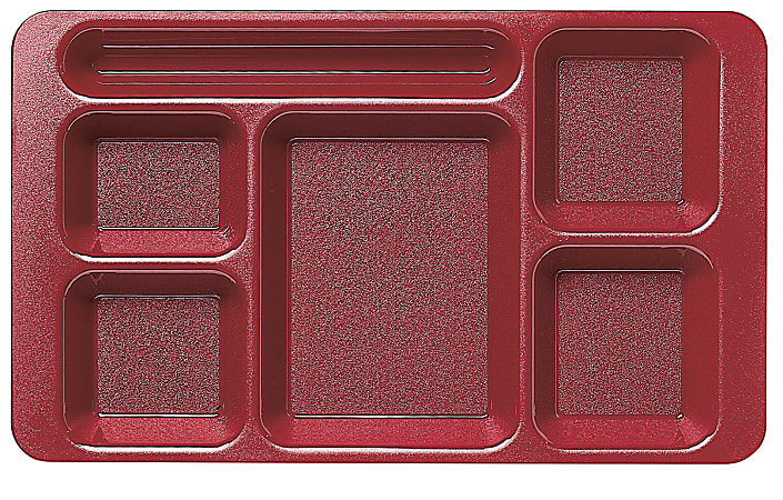 Cambro Co-Polymer Compartment Trays, 9" x 15", Cranberry, Set Of 24 Trays