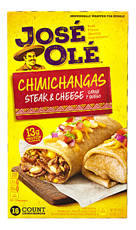 Jose Ole Steak & Cheese Chimichangas, 80 Oz, Box Of 16 Chimichangas