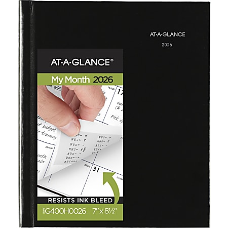 AT-A-GLANCE® DayMinder® 2026 Monthly Planner, Hardcover, Black, Medium, 7" x 8 1/2"