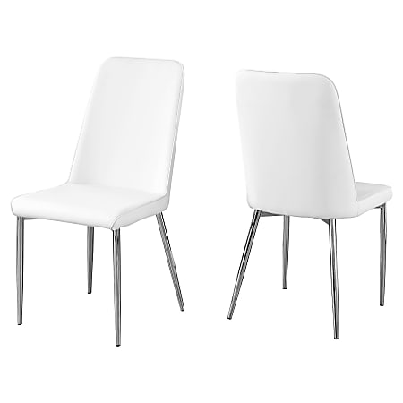 Monarch Specialties Aaliyah Dining Chairs, White/Chrome, Set Of 2 Chairs