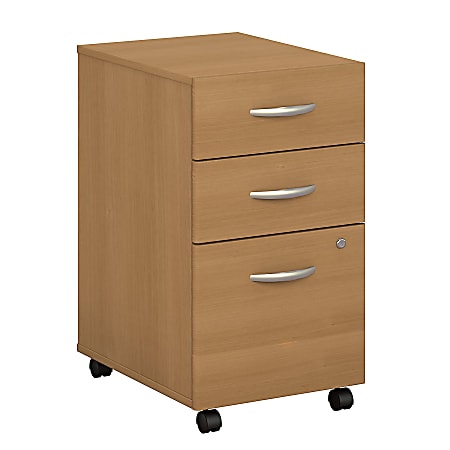 Bush Business Furniture Components 3 Drawer Mobile File Cabinet, Light Oak, Standard Delivery