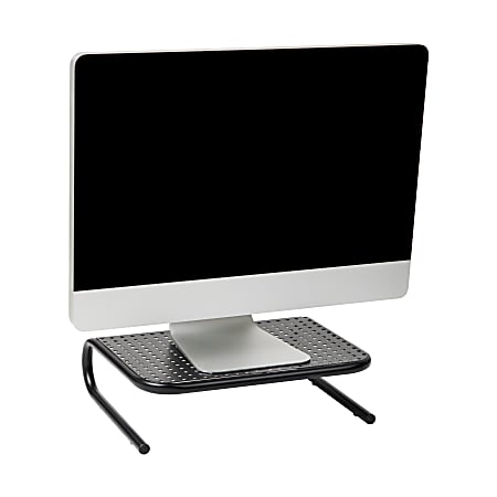 Mind Reader Metal Monitor Stand Ventilated Laptop Riser Desktop Organizer, 4-1/4"H x 11-1/4"W x 14-1/2"D, Black