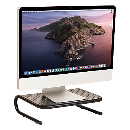 Mind Reader Metal Monitor Stand Ventilated Laptop Riser Desktop Organizer, 4-1/4"H x 11-1/4"W x 14-1/2"D, Black