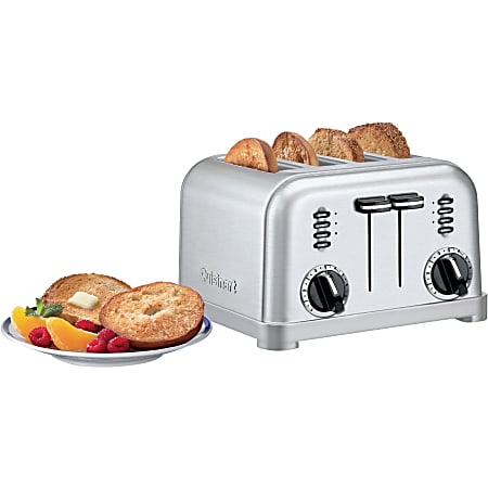Cuisinart Metal Classic CPT-180W Toaster - Toast, Bagel, Reheat, Browning - White, Brushed Stainless Steel, Chrome, Black