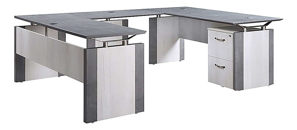 Forward Furniture Allure 66 W U Desk With File Pedestal Stormy ...