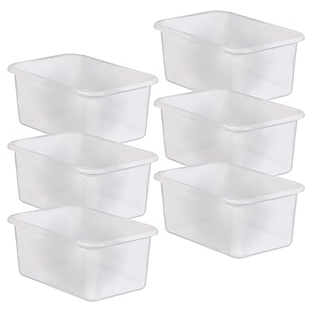 Teacher Created Resources Plastic Storage Bin, Small, Clear, Pack Of 6