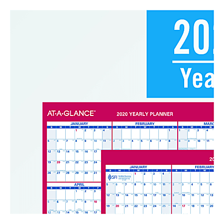 AT A GLANCE Yearly Reversible Erasable Wall Calendar 12 x 15 1116 ...