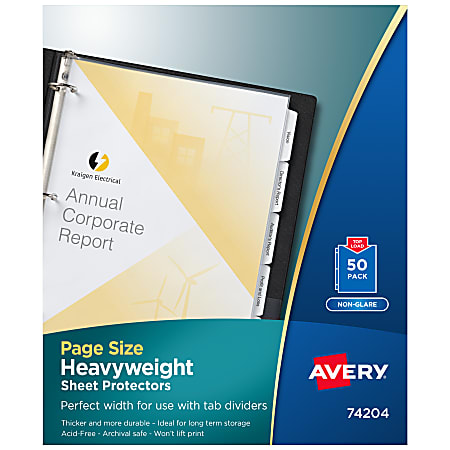 Avery® Page-Size Sheet Protectors For 3-Hole Punched Sheets, Heavyweight, Nonglare, Box Of 50