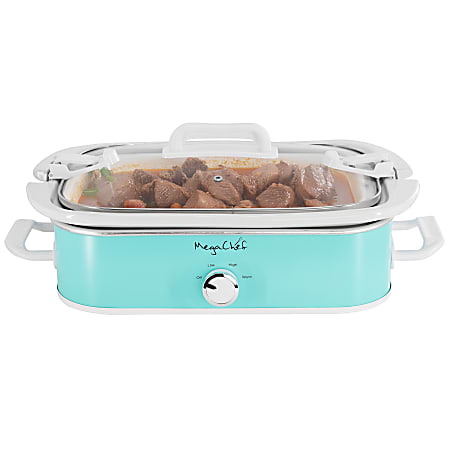 MegaChef 3.5-Quart Casserole Slow Cooker With 3 Temperature Settings, Turquoise