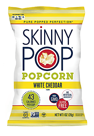 Skinny Pop White Cheddar Popcorn, 1 Oz, Carton Of 12 Bags