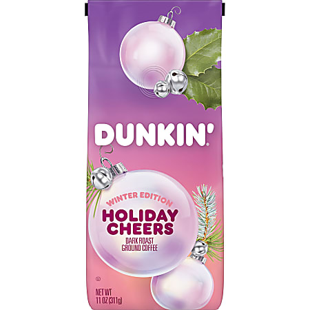 Dunkin' Donuts Holiday Cheer Ground Coffee, Dark Roast, Chocolate, 11 Oz Bag