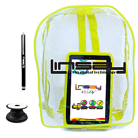 Linsay F7 Tablet, 7" Screen, 2GB Memory, 64GB Storage, Android 13, Kids Yellow/Bag