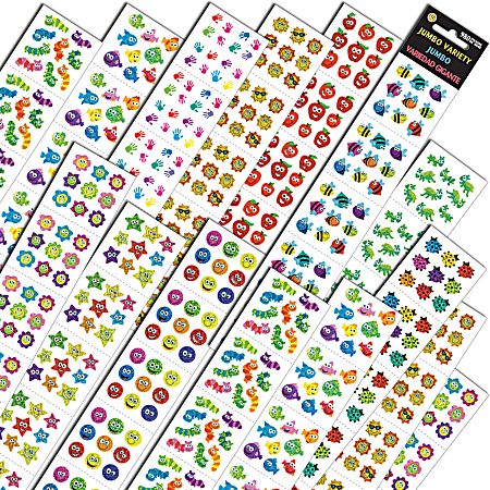 Sandylion Jumbo Variety Assortment Sticker Packs, 980 Stickers Per Pack, Set Of 2 Packs