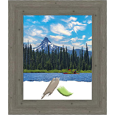 Amanti Art Fencepost Gray Wood Picture Frame, 25" x 29", Matted For 18" x 22"