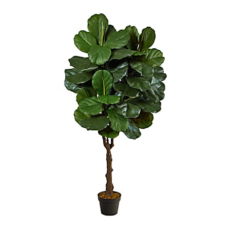 Nearly Natural Fiddle Leaf 54”H Artificial Tree With Planter, 54”H x 16”W x 16”D, Green/Black