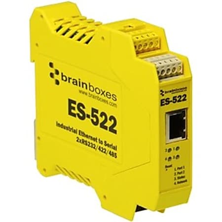 Brainboxes Industrial Ethernet to Serial 2xRS232/422/485 - DIN Rail Mountable - TAA Compliant