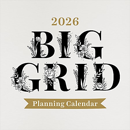 2026 TF Publishing Art & Design Monthly Wall Calendar, 12" x 12", Big Grid-Floral, January To December