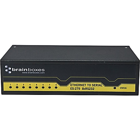 Brainboxes 8 Port RS232 Ethernet to Serial Adapter - DIN Rail Mountable, Wall-mountable - TAA Compliant