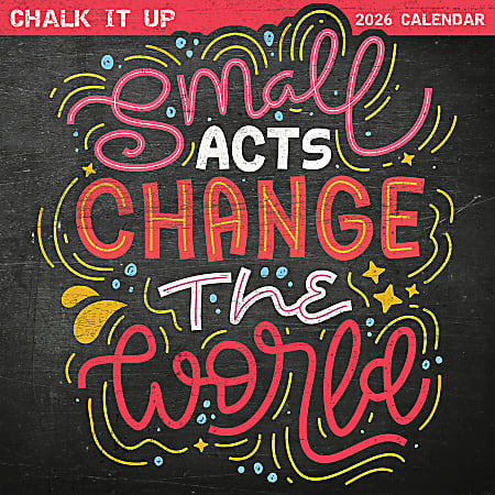 2026 TF Publishing Inspiration Monthly Wall Calendar, 12" x 12", Chalk It Up, January To December