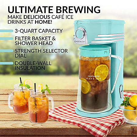 Nostalgia Electrics Ice Brew 12 Cup Tea And Coffee Maker Aqua - Office Depot