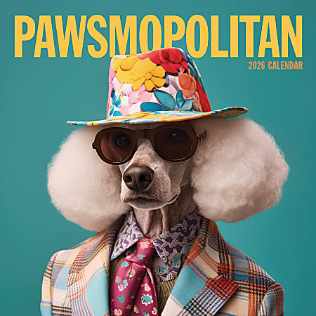 2026 TF Publishing Humor & Comics Monthly Wall Calendar, 12" x 12", Pawsmopolitan, January To December