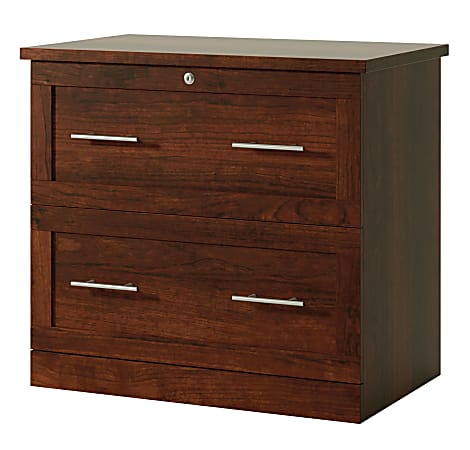 Realspace® 29-7/16"W x 18-1/2"D Lateral 2-Drawer File Cabinet, Mulled Cherry