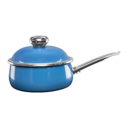 Vita® Enamel-On-Steel Nonstick Covered Saucepan, 3.2 Qt, Blue