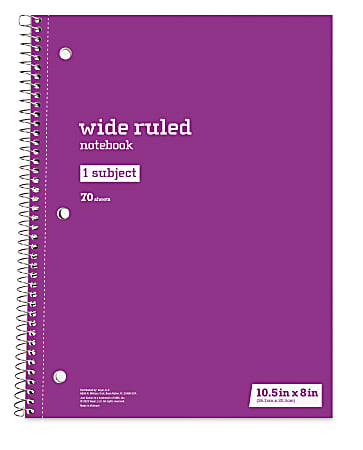 Just Basics Spiral Notebook 8 x 10 12 Wide Ruled 70 Sheets