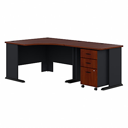 Bush Business Furniture Office Advantage 48"W Corner Desk With 36"W Return And Mobile File Cabinet, Hansen Cherry, Standard Delivery