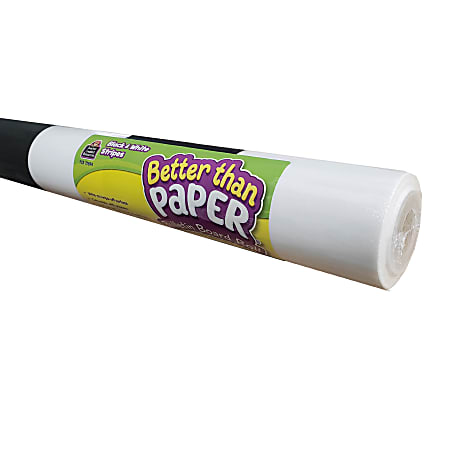 Teacher Created Resources® Better Than Paper® Bulletin Board Paper Rolls, 4' x 12', Black & White Stripes, Pack Of 4 Rolls
