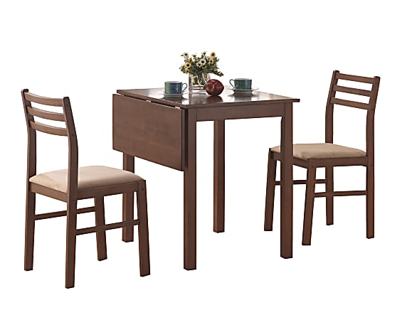 Monarch Specialties Emily Dining Table With 2 Chairs, Walnut