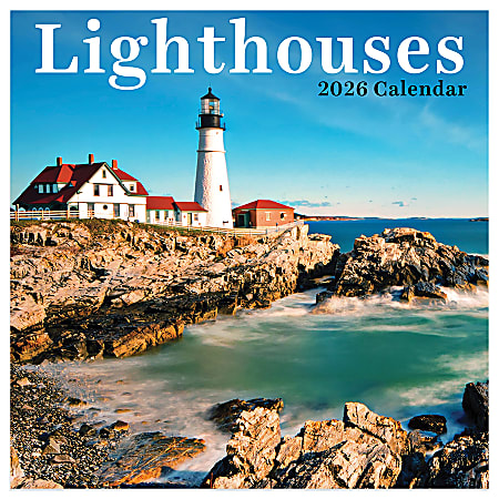 2026 TF Publishing Scenic Monthly Mini Wall Calendar, 7" x 7", Lighthouses, January To December