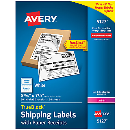 Avery® TrueBlock® White Laser Shipping Labels, With Paper