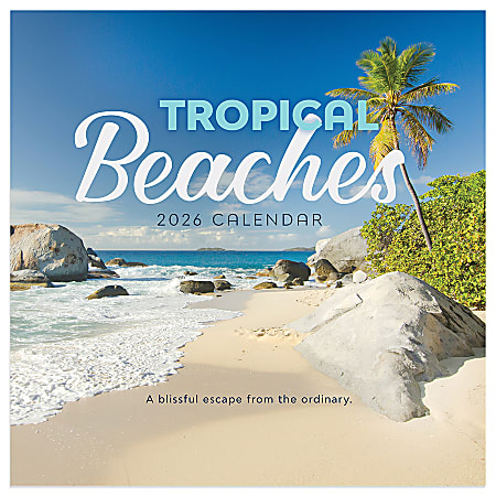 2026 TF Publishing Scenic Monthly Mini Wall Calendar, 7" x 7", Tropical Beaches, January To December