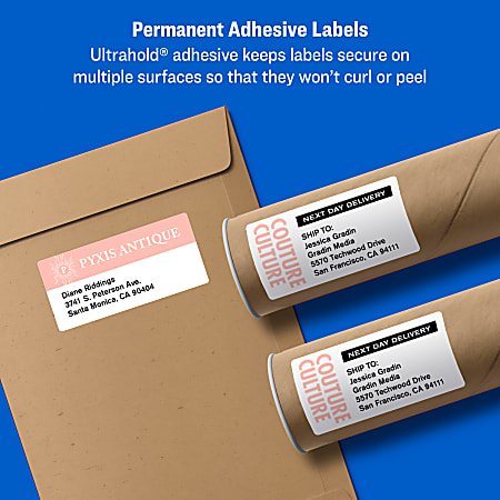 Avery® TrueBlock® Permanent Inkjet Shipping Labels, 8168, 3 1/3