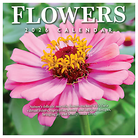 2026 TF Publishing Scenic Monthly Mini Wall Calendar, 7" x 7", Flowers, January To December