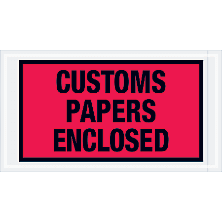 Tape Logic® Preprinted Packing List Envelopes, Customs Papers Enclosed, 5 1/2" x 10", Red, Case Of 1,000