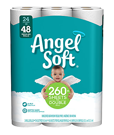 Angel Soft® Double 2-Ply Toilet Paper, 264 Sheets Per Roll, Pack Of 24 Rolls