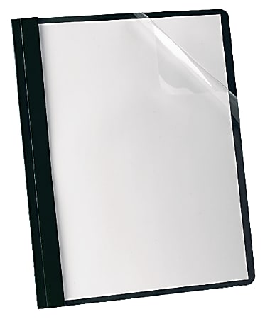 Oxford™ Deluxe Clear Report Cover With 3-Prong Fasteners, 35% Recycled, Black