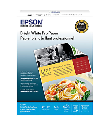 Epson® Presentation Paper, Letter Size (8 1/2 x 11), Pack Of 100 Sheets,  27 Lb, Matte White