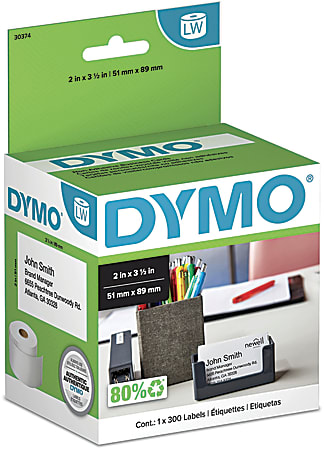 DYMO Non-Adhesive Business Card Labels for LabelWriter Label Printers, White, 2" x 3-1/2", 1 Roll of 300